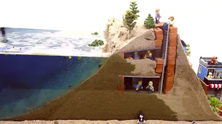 LEGO DAM BREACH EXPERIMENT - UNDERGROUND BUNKER INTO DAM COLLAPSE