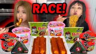 SPICY NOODLES RACE WITH GIANT TTEOKBOKKI & full week of eating