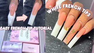 CLASSIC WHITE FRENCH POLYGEL NAILS | BEGINNER  SAVILAND POLYGEL KIT | Polygel Nail Tutorial