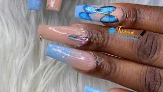 Blue Butterfly Nails | nail tutorial | Beginner Friendly