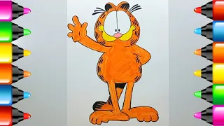 Garfield drawing for kids and toddlers/step by step garfield drawing and colouring tutorial