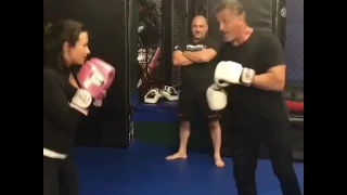 Demi Lovato training with Stallone