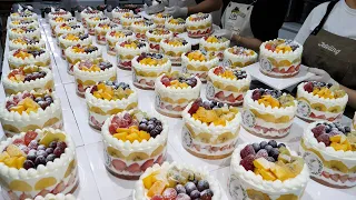 넋놓고 보게되는! 놀라운 비쥬얼의 한국 케익공장 대량생산 5편 몰아보기 various cream cake mass production top5 - korean street food