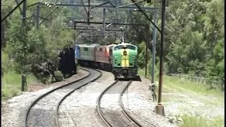 Vintage diesels, GMs blast up Cowan Bank, north of Sydney.