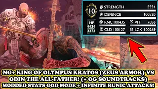 King Of Olympus Kratos (Zeus Armor) VS Odin [GOD MODE & INFINITE MAGIC MOD BUILD] - GOW Ragnarok PS5