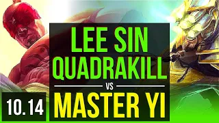 LEE SIN vs MASTER YI (JUNGLE) | Quadrakill, KDA 16/1/10, Triple Kill | BR Diamond | v10.14