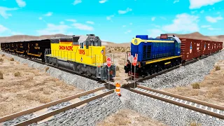 Railway Сrossing Train Сrashes #11 - Beamng drive