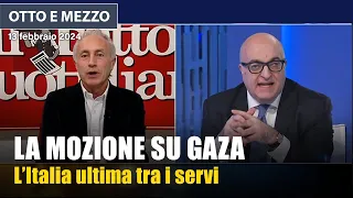 Marco Travaglio e Mario Sechi a Otto e Mezzo sulla mozione del cessate il fuoco a Gaza