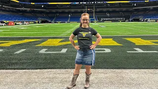 Texas Miss Amazing 2024 singing the National Anthem at a football game