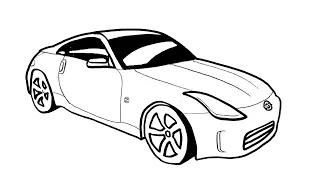 How to draw a Nissan 350z - How to draw Nissan Car Drawing - Sports Car Drawing Step by Step