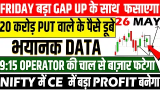 NIFTY AND BANK NIFTY TOMORROW PREDICTION | OPTIONS FOR TOMORROW 26 MAY FII DII DATA ANALYSIS