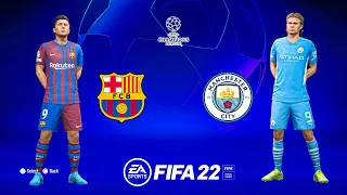 FIFA 22 PS5 | Barcelona vs Manchester City Ft. Lewandowski, Haaland, | UEFA Champions League | 4K