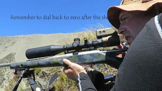 600m perfect Long Range kill. 7mm Rem Mag dropped it on the spot! Tahr hunting NZ. Slow mo impact!