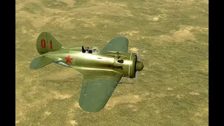 И-16  против Bf110. Взлет, перехват, посадка. Сбит тяжелый истребитель.