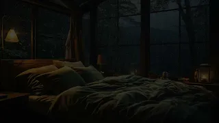 Rain pours on the glass of the bed in the forest| Rain sound to relax after a hard day & fall asleep