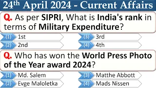 24th April 2024 || Top 25 Current Affairs MCQ with Explanation in English