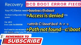 HOW TO fix Boot Error Code 0xC0000098 | Inaccessible_Boot_Device | BCD errors