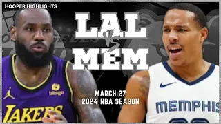 Los Angeles Lakers vs Memphis Grizzlies Full Game Highlights | Mar 27 | 2024 NBA Season