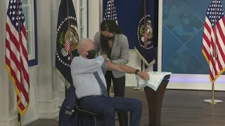 Watch: President Biden gets his COVID-19 booster shot on live TV