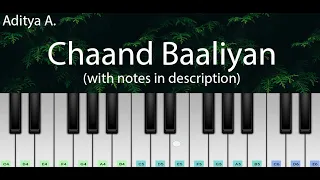 Chaand Baaliyan (Aditya A.) | Easy Piano Tutorial with Notes | Perfect Piano