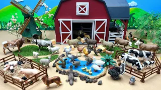 Farm Animals Story In Barn | Diorama For Animals| Cow Horse Duck Chicken Cat