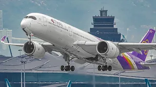 65 CLOSE UP and LOUD Take offs & Landings | HONG KONG Airport | A380 B747 B767 A330 B777 A350