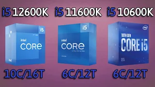 i5 12600K vs i5 11600K vs i5 10600K - Benchmark and test in 6 Games 1080p