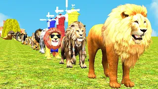 Paint Animals Gorilla Cow Lion Elephant Dinosaurs Dragons and T-Rex Fountain Crossing Animal Cartoon