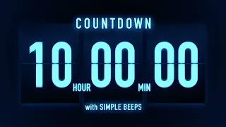 10 Hours Flip Clock Timer / Simple Beeps 🔵