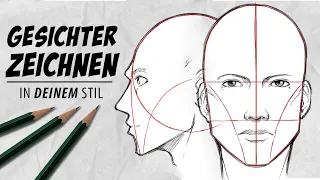 GESICHTER zeichen | In DEINEM STIL | Von vorne + seitlich | Drawinglikeasir