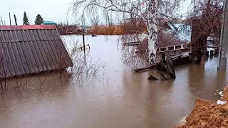 С каждым часом воды становится все больше. Дома полностью ушли под воду в Кургане