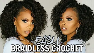 $16 FAST EASY BRAIDLESS CROCHET INSTALL| NO CORNROWS NO TENSION METHOD 4C HAIR + GIVEAWAY |TASTEPINK