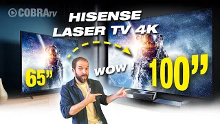 Installation, démo et présentation du Laser TV Hisense 100’’ : Projecteur courte focal 4K | COBRA TV