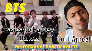 Professional Dancer Reacts to EASY to HARDEST BTS DANCES