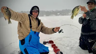 Ice Fishing in a Blizzard! {Catch Clean Cook} Cooking an entire Meal on the Ice