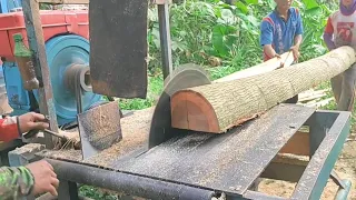 buat tambal sulam rumah, kayu waru di gesek pakai gergaji piringan serkel buat usuk