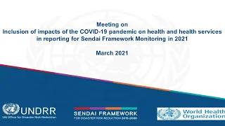 COVID 19 Pandemic: Reporting on The Sendai Framework Monitor