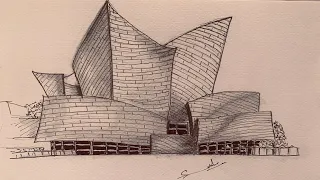 WALT DISNEY CONCERT HALL BY FRANK GEHRY | SKETCHING TUTORIAL #architecture #sketching