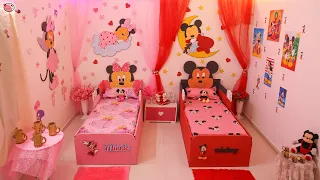 2 Sisters ❤️ BedRoom Makeover - On Her Choice[Pink & Red] 👉(Most Beautiful) #Love #Fun