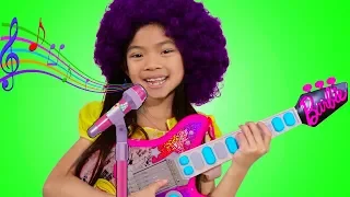 Emma Pretend Play as Musician w/ Barbie Guitar Toy for Kids Got Talent Show