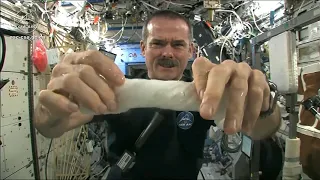 Wet Washcloth In Space - What Happens When You Wring It ?
