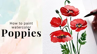 How to paint loose Poppies in watercolor - Day 7