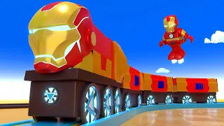 Super Hero Kids Cartoon - Choo Choo Iron man Train - Choo Choo train kids videos