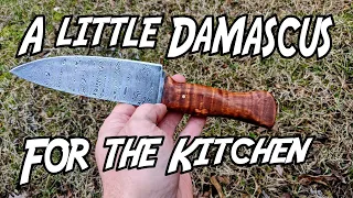 Making a small Damascus chef's knife from a 256 layer billet of steel