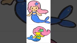 How to draw and color a cute little mermaid / Easy drawings for kids