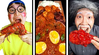 ASMR MUKBANG | SPICY MUTTON FAT CURRY, SPICY CHICKEN HYDERABADI EGG KORMA WITH PURI RICE EATING SHOW