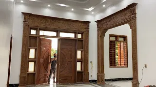 Construction Techniques of Wood Door Frame Fitting Finishing The Super Big Wooden House Door