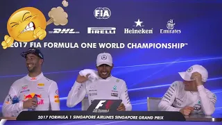 Daniel Ricciardo is farting. (2017 Singapore press conference)