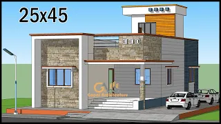 25x45 3 Room 3D Modern House Plan | Villa Design | Gopal Architecture