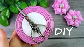 Flor de fita / DIY ribbon flower / Flor de cinta de bricolaje / Цветок из лент своими руками